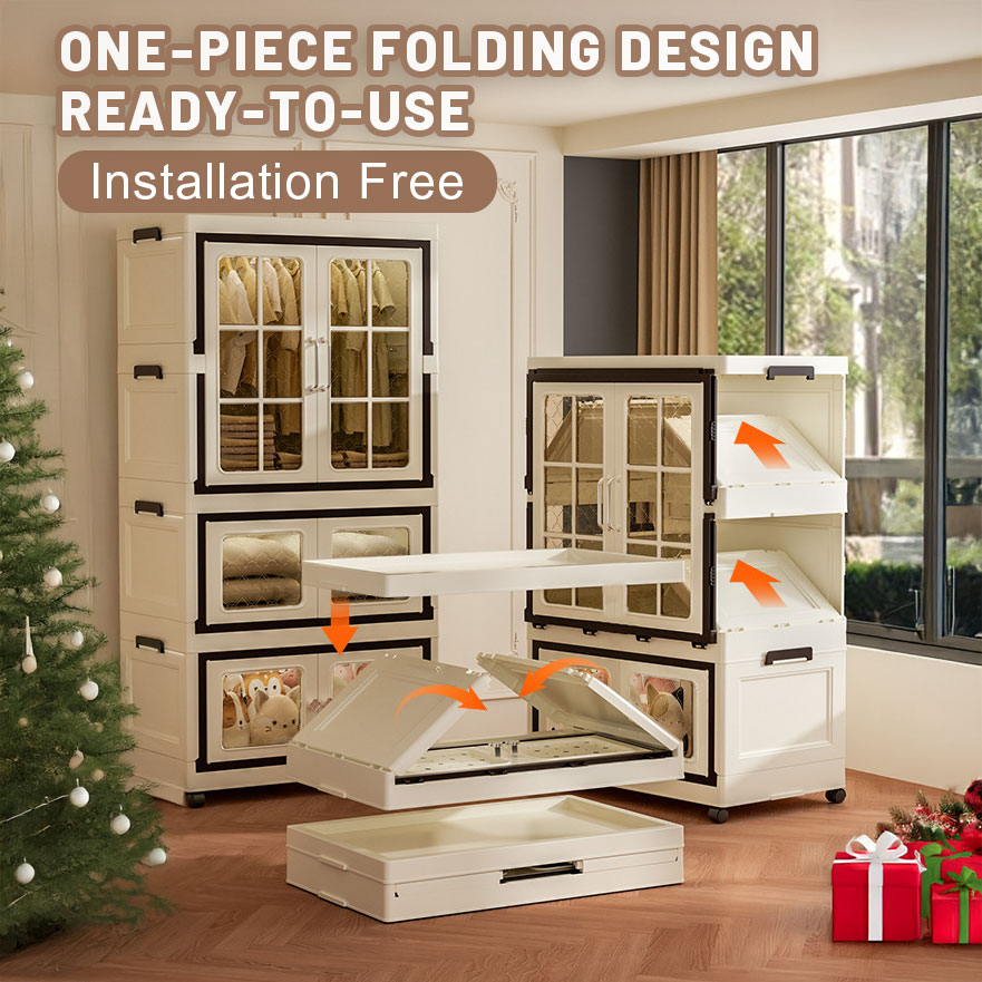 RAZXNAOR Adult Storage Cabinets with Carrying Handles, Box Set, Beige ...