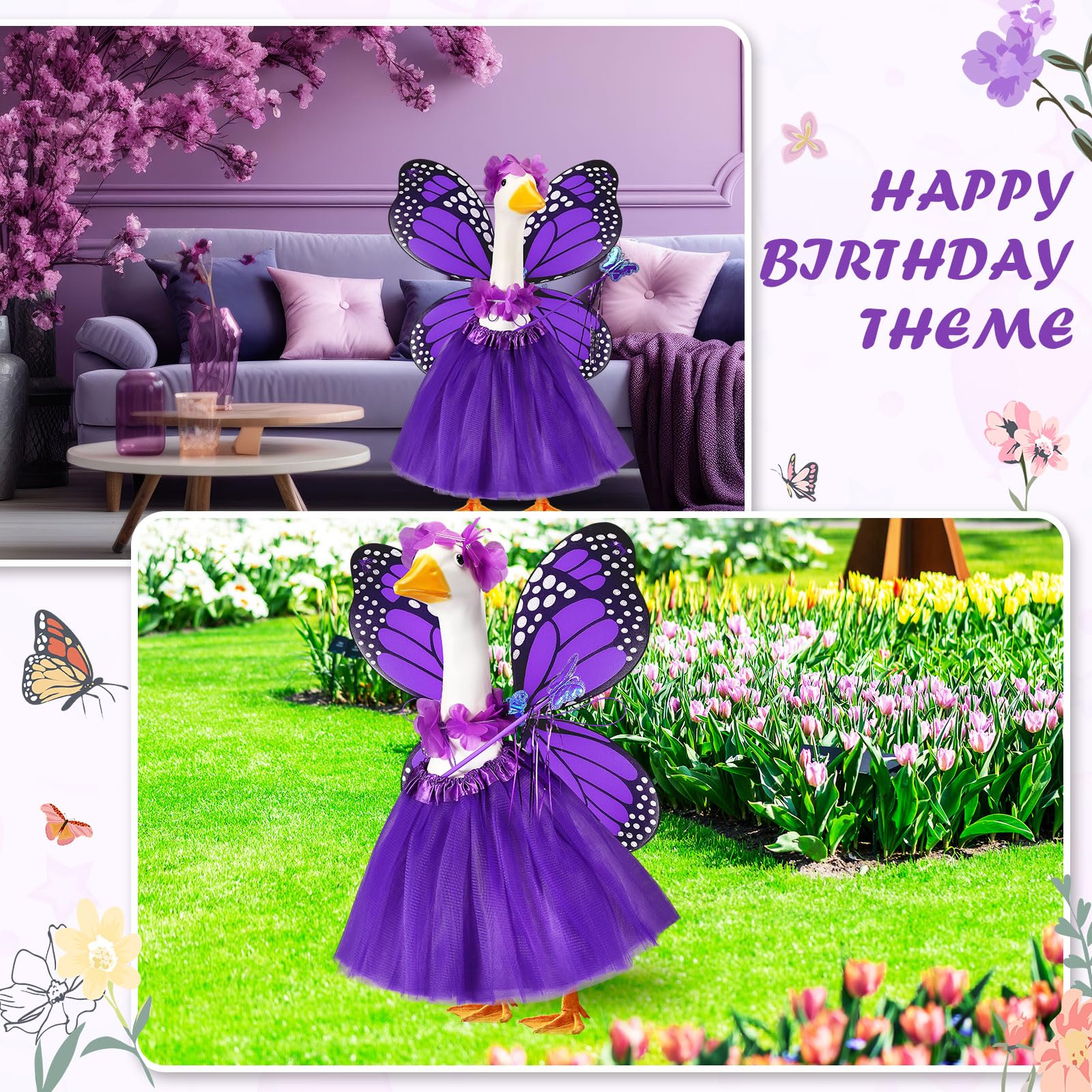 thumbnail video image 2 of 23" Summer Outfit for Porch Goose, Goose Statue Clothes, Lawn Goose Outfits Clothes with Waterproof and Windproof for Yard Porch Garden, Ccwuwei, 2 of 11