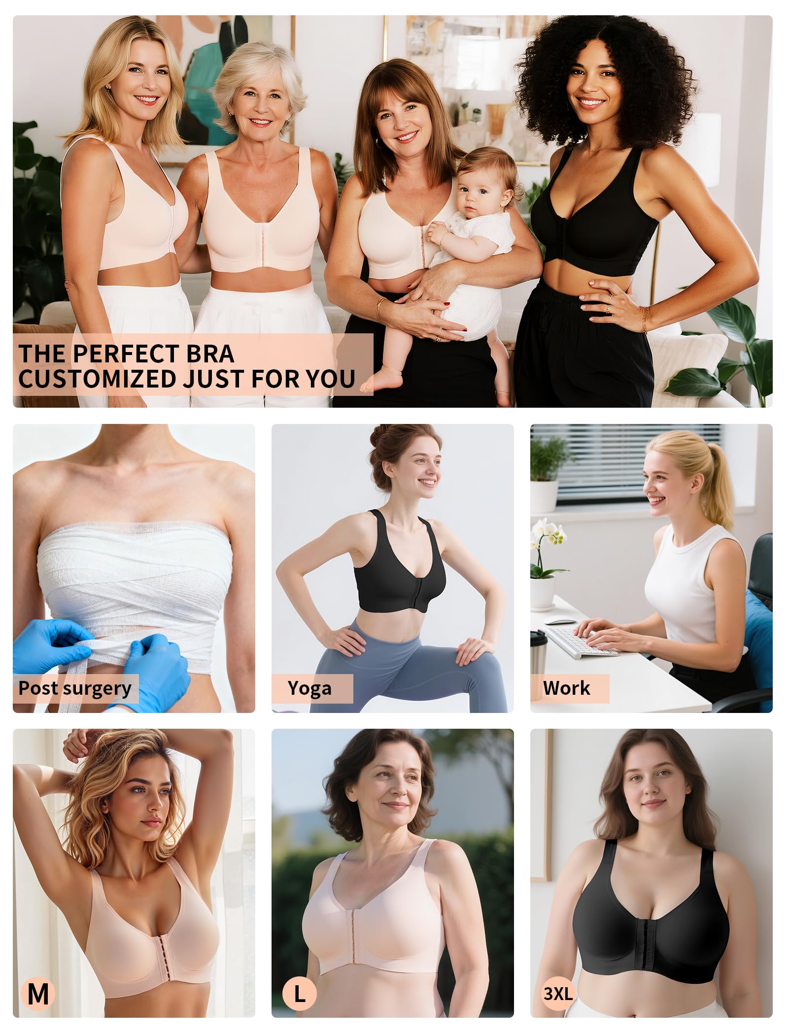 thumbnail video image 2 of MINTREUS Women's Plus Size Tie-Front Everyday Bras for Women Wireless Bra Seamless T-Shirt Bra No Underwire Sleep Bra, 2 of 10