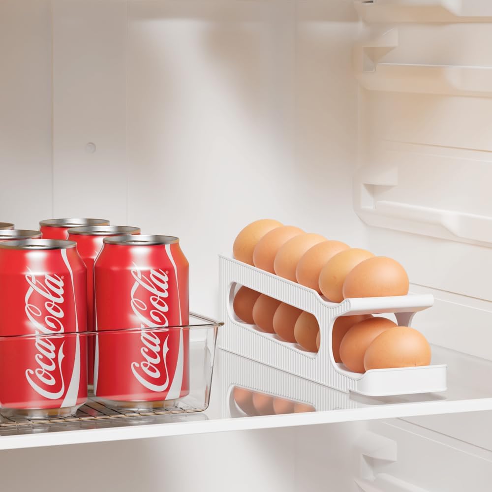 thumbnail video image 2 of Sotfamily Space Saving Egg Holder for Refrigerator, Holds up to 12 Eggs, Plastic, White, 2 of 10