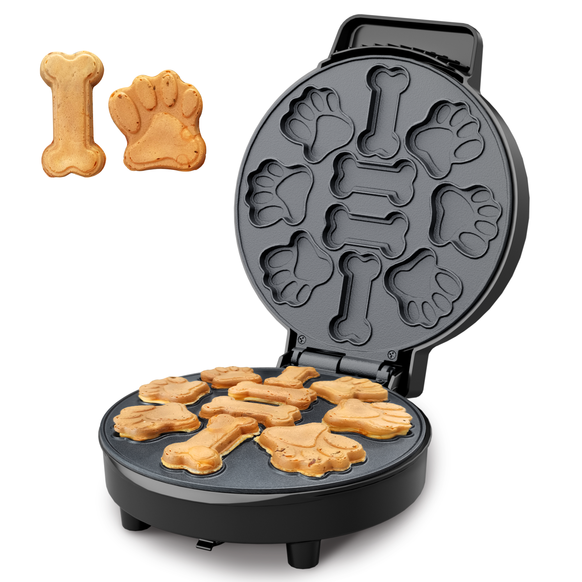 thumbnail video image 2 of Waffle Maker for Kids - Make 2 Different Shaped Pancakes - Includes Bone and Claw - Electric Non Stick Waffle Iron Makes Fun Breakfast- Gift for Kids, 2 of 8