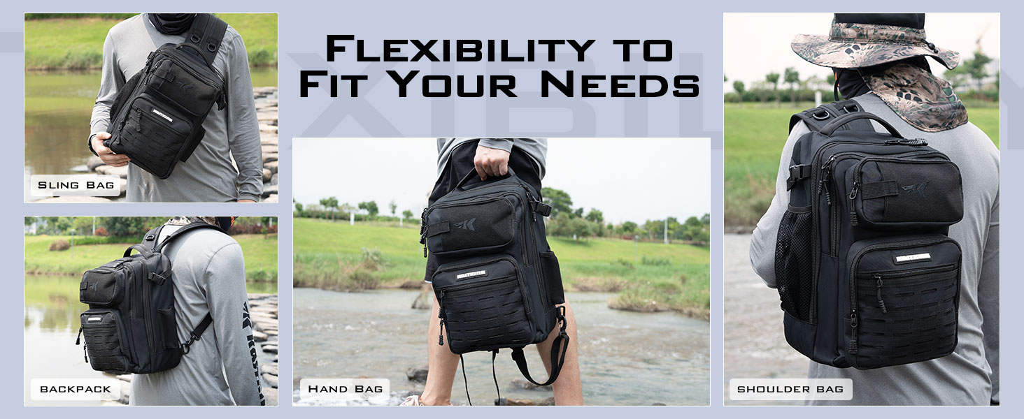 thumbnail video image 2 of KastKing Tactical Sling Tackle Bag-Fishing Backpack Storge Fishing Gear and Equipment,Gift for Men- BlowBak, 2 of 8