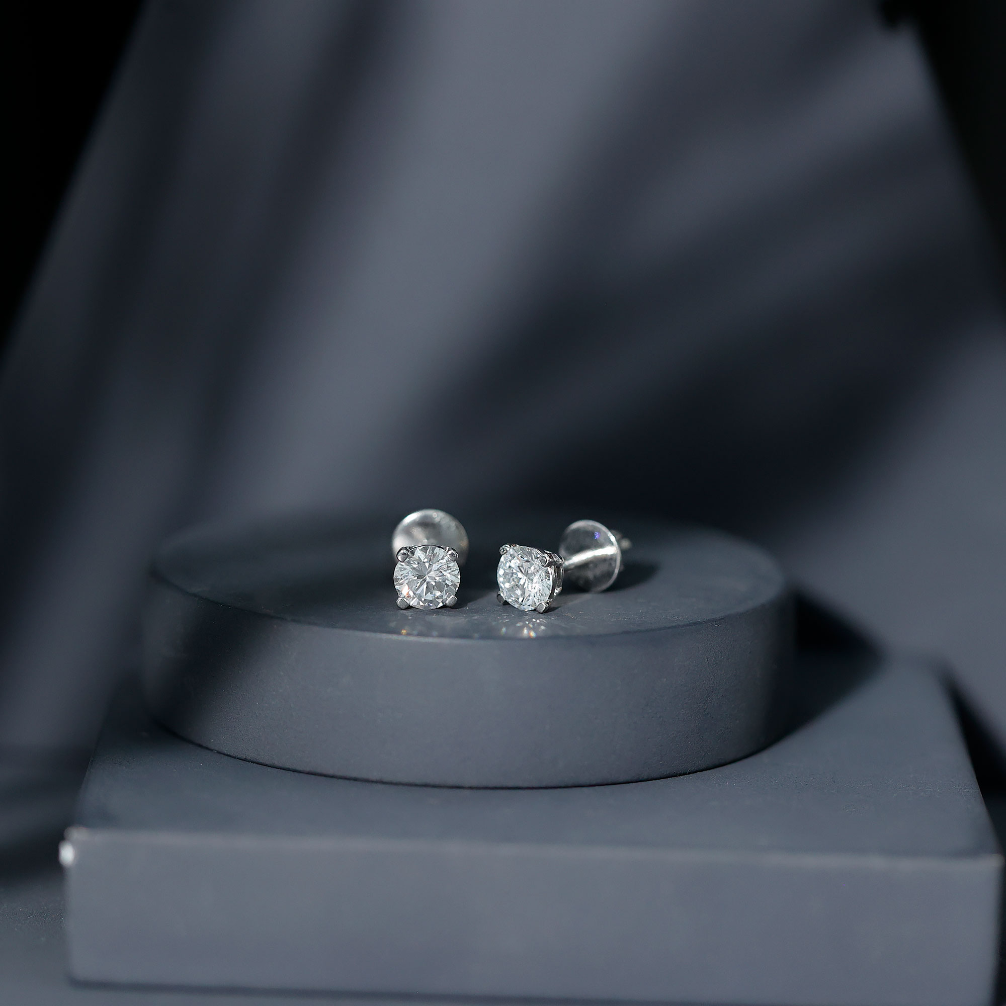 thumbnail video image 2 of Rosec Jewels Certified 1 Carat Lab Grown Diamond Stud Earrings, EF-VS Quality - Ready to Gift for Valentines Day, 18K White Gold, 2 of 8