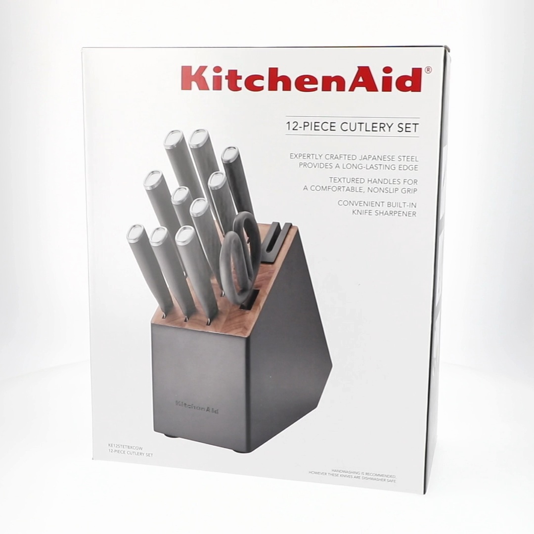 KitchenAid Classic 12-Piece Japanese Steel Knife Block Set with
