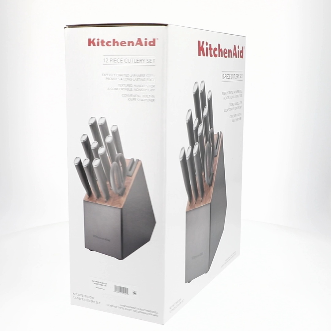KitchenAid Classic 12-Piece Japanese Steel Knife Block Set with