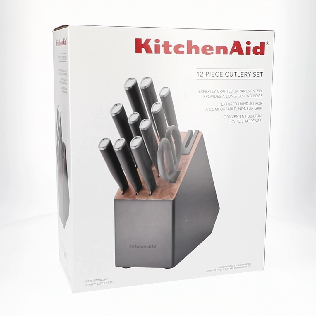 KitchenAid Classic 12-Piece Japanese Steel Knife Block Set with