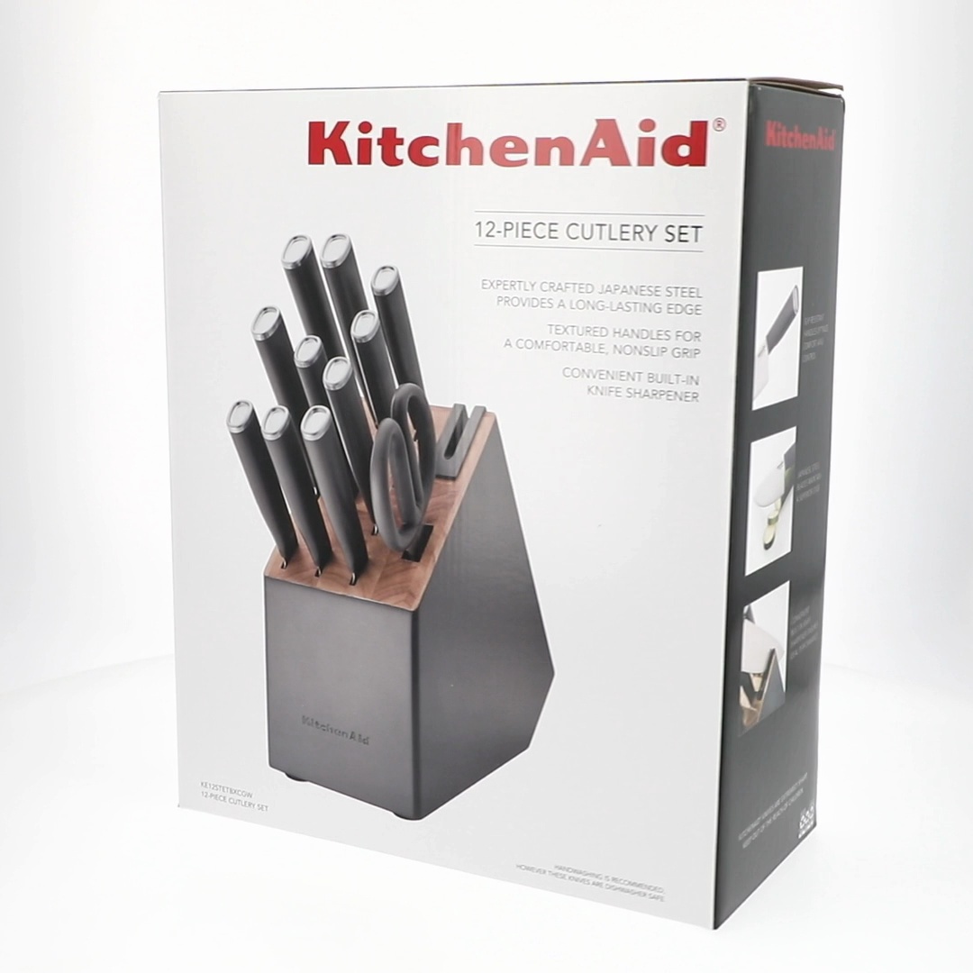 KitchenAid Classic 12-Piece Japanese Steel Knife Block Set with