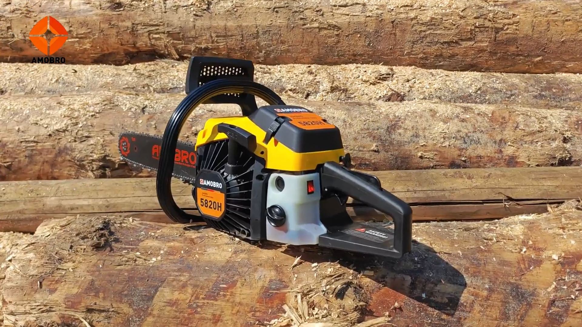 thumbnail video image 2 of Amobro TimberMaster 20-Inch 58CC 3.4HP Gas Chainsaw with Auto-Lube Smart Saw for Tree and Wood Cutting, 2 of 11