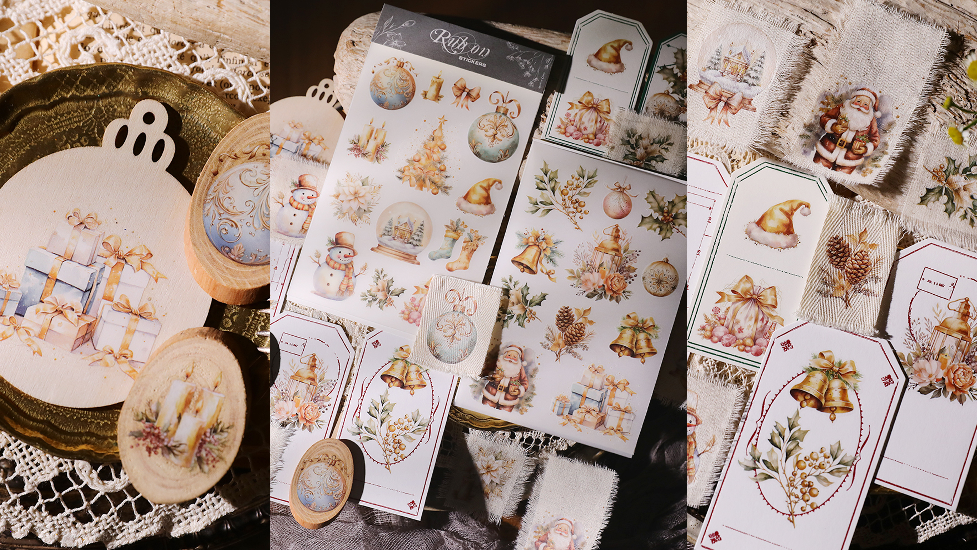 Golden Christmas Rub On Transfers Stickers 2 sheets for Crafts Cloth ...