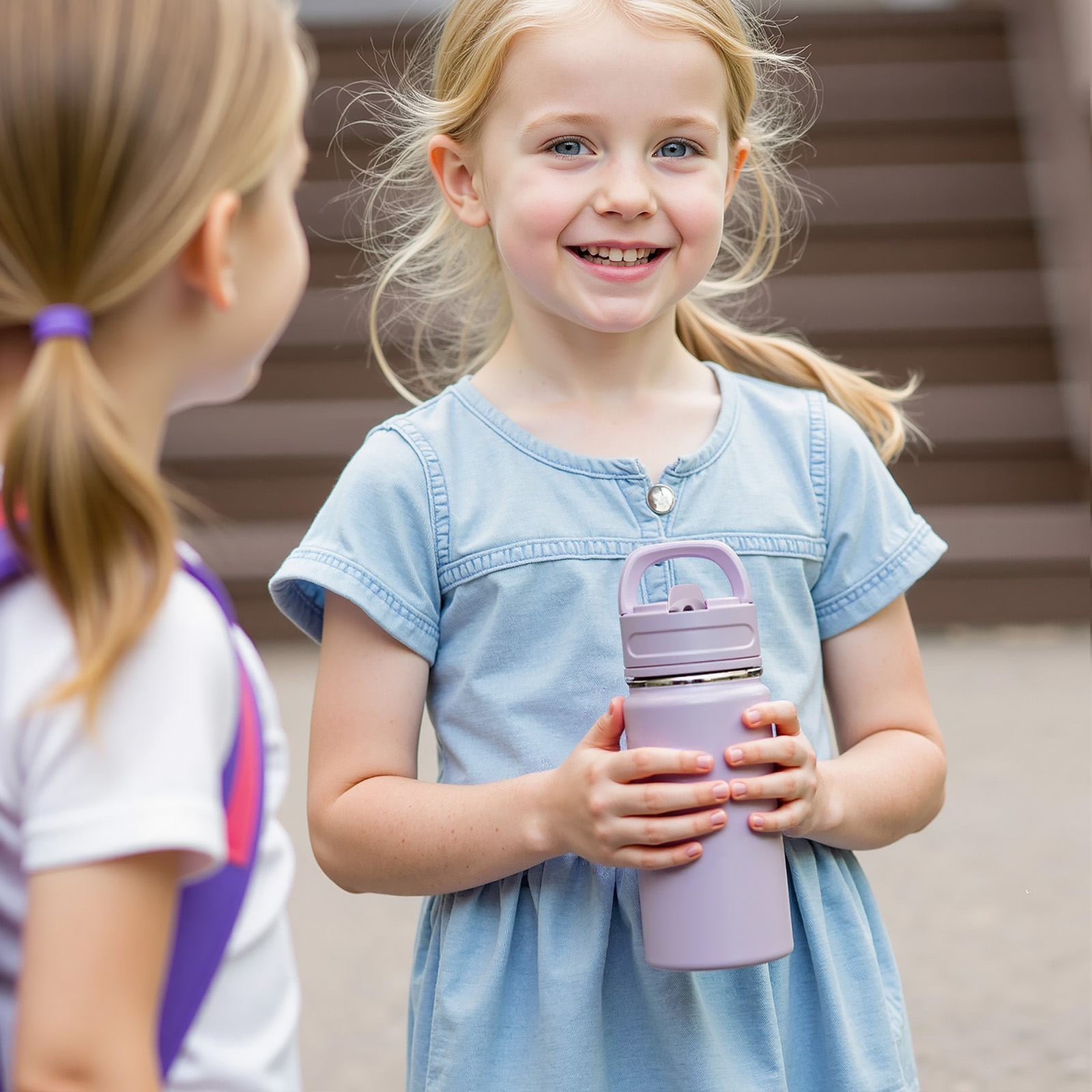 thumbnail video image 2 of Hawsaiy 12oz Kids Water Bottle with Straw, Stainless Steel Insulated Toddler Water Bottle, Leak Proof BPA-Free Small Water Bottle for School Boys Girls, Green, 2 of 8