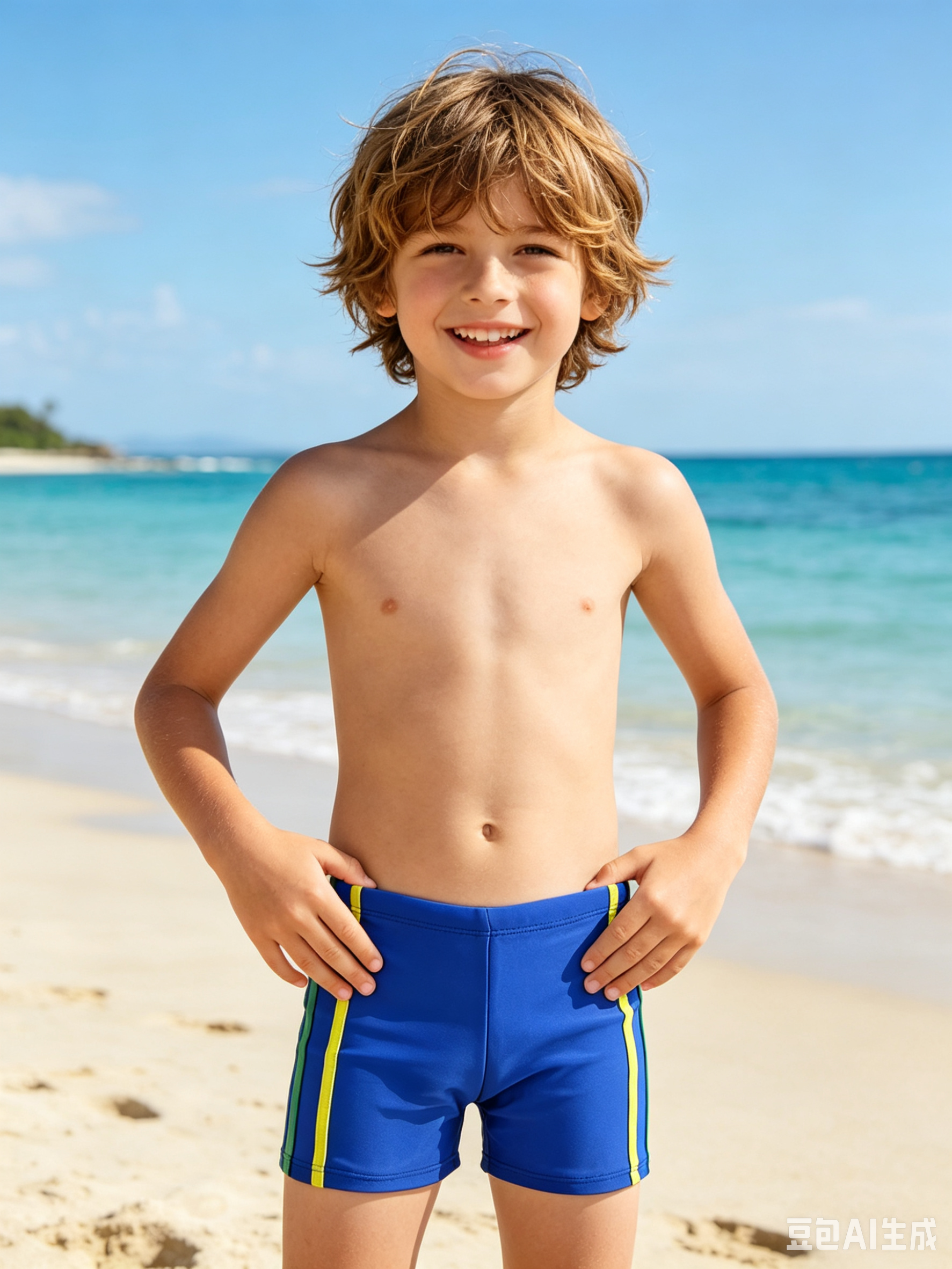 thumbnail video image 2 of XINPING Boys Swim Jammers Toddler Kids Quick Dry Cartoon Dinosaur White Swimming Shorts UPF 50+ Bathing Suit For 3-7Years, 2 of 8