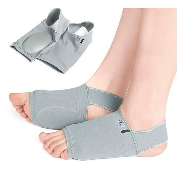 thumbnail video image 2 of WSBArt 1 Pair Upgrade Metatarsal Compression Arch Support Sleeves with Gel Pad Inside - Brace for Flat Foot & Plantar Fasciitis Foot Pain Relief Women Men, Gray, Heel Spur Strap, 2 of 9