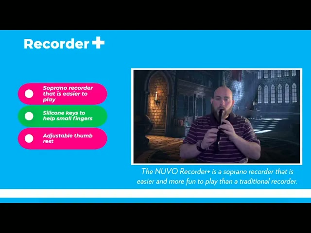thumbnail video image 2 of Nuvo Recorder; N320RDWPK; Recorder +; White/Pink; Key of C, 2 of 2