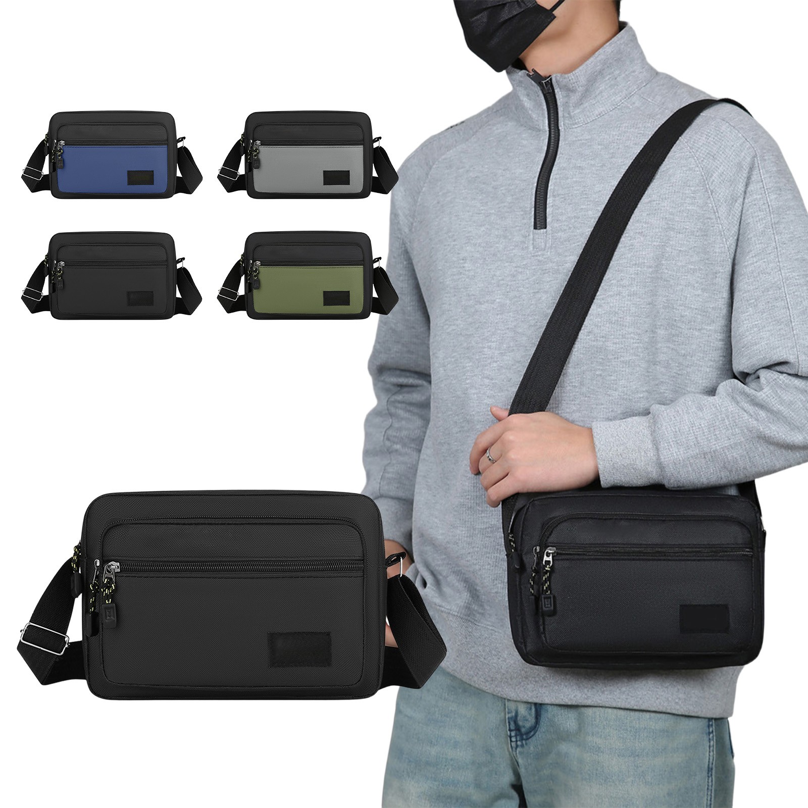 thumbnail video image 2 of Men’s Corduroy Crossbody Chest Bag - Travel-Friendly Messenger Bag for Outdoor Sports, Hiking & Daily Commute - Spacious & Durable Shoulder Bag for Essentials, Gray2, 1pc, 2 of 7