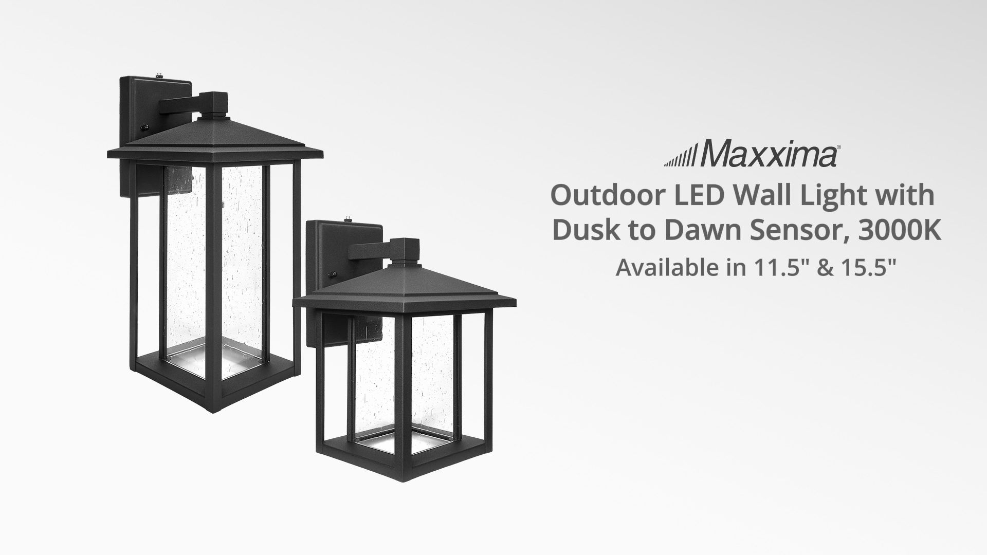 thumbnail video image 2 of Maxxima LED Outdoor Wall Light Seeded Glass, Dusk to Dawn Sensor, 1000 Lumens, 3000K Warm White, 2 of 11