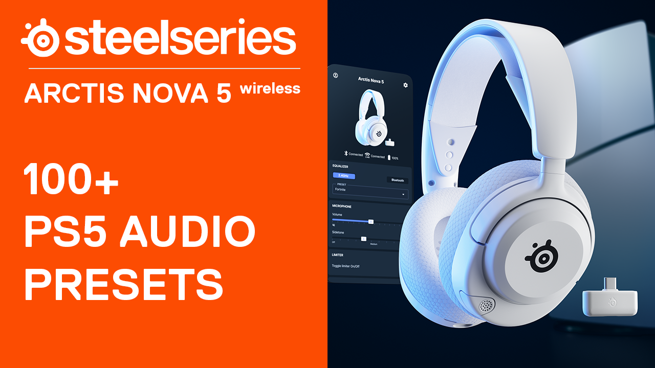 thumbnail video image 2 of SteelSeries Arctis Nova 5P Wireless Gaming Headset for PS5, PS4 — With 100+ Audio Presets, 60-Hour Battery Life, and Quick-Switch Wireless, 2 of 5