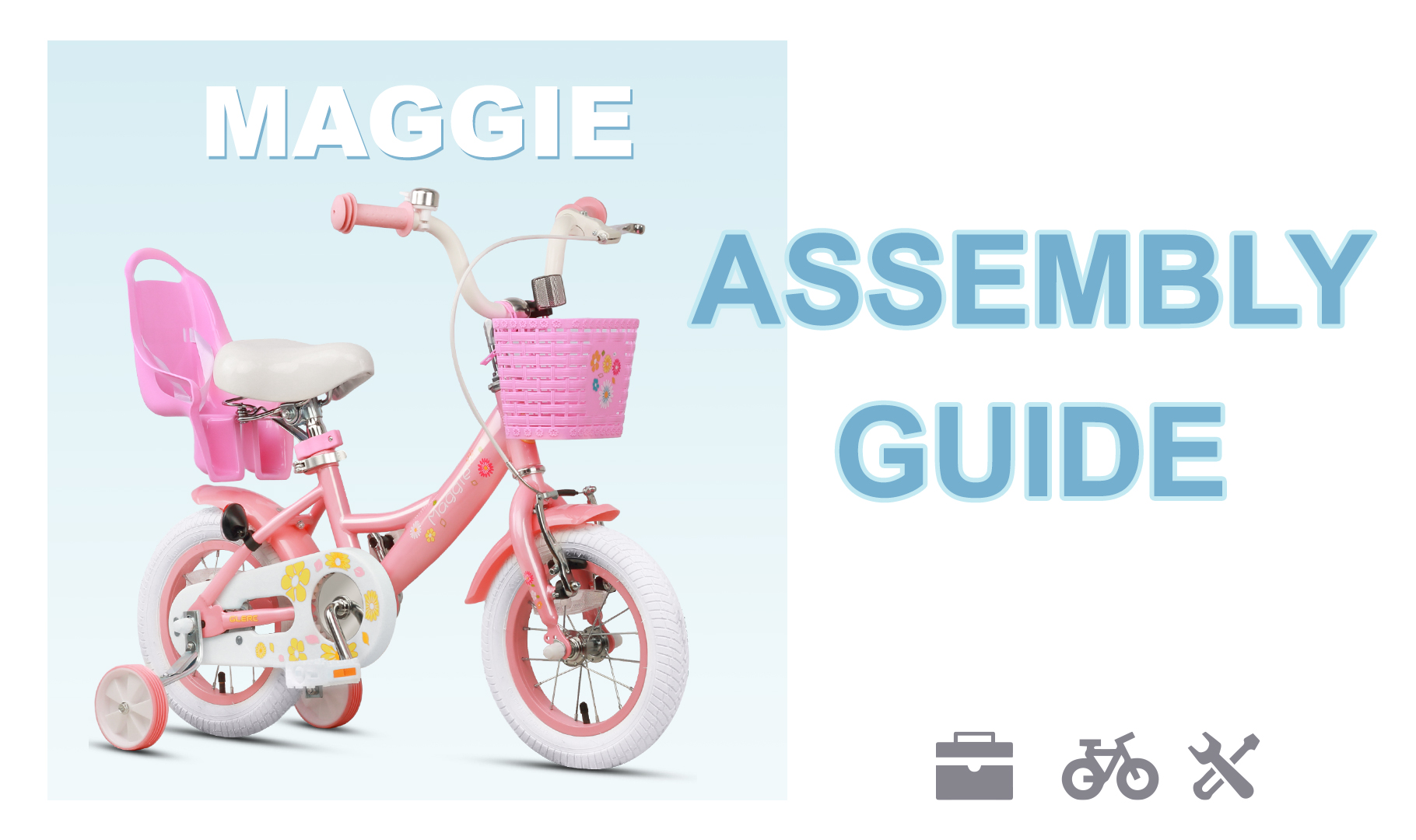 thumbnail video image 2 of Glerc Maggie 12 inch Kids Girls Bike for Ages 2-4 Years Child, Pink & White, 2 of 12