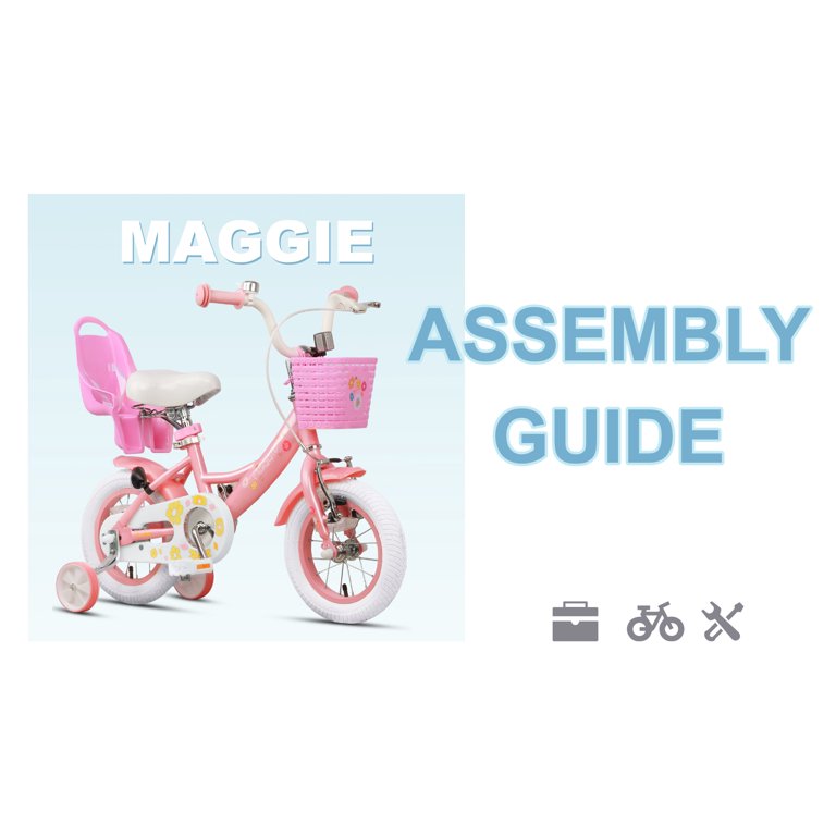 Vélo Enfant Glerc Maggie – Taille 12,14,16,20 Pouces, Pour Filles De 2 à 13 Ans, Avec Siège De Poupée, Panier, Stabilisateurs, Freins Avant/arrière