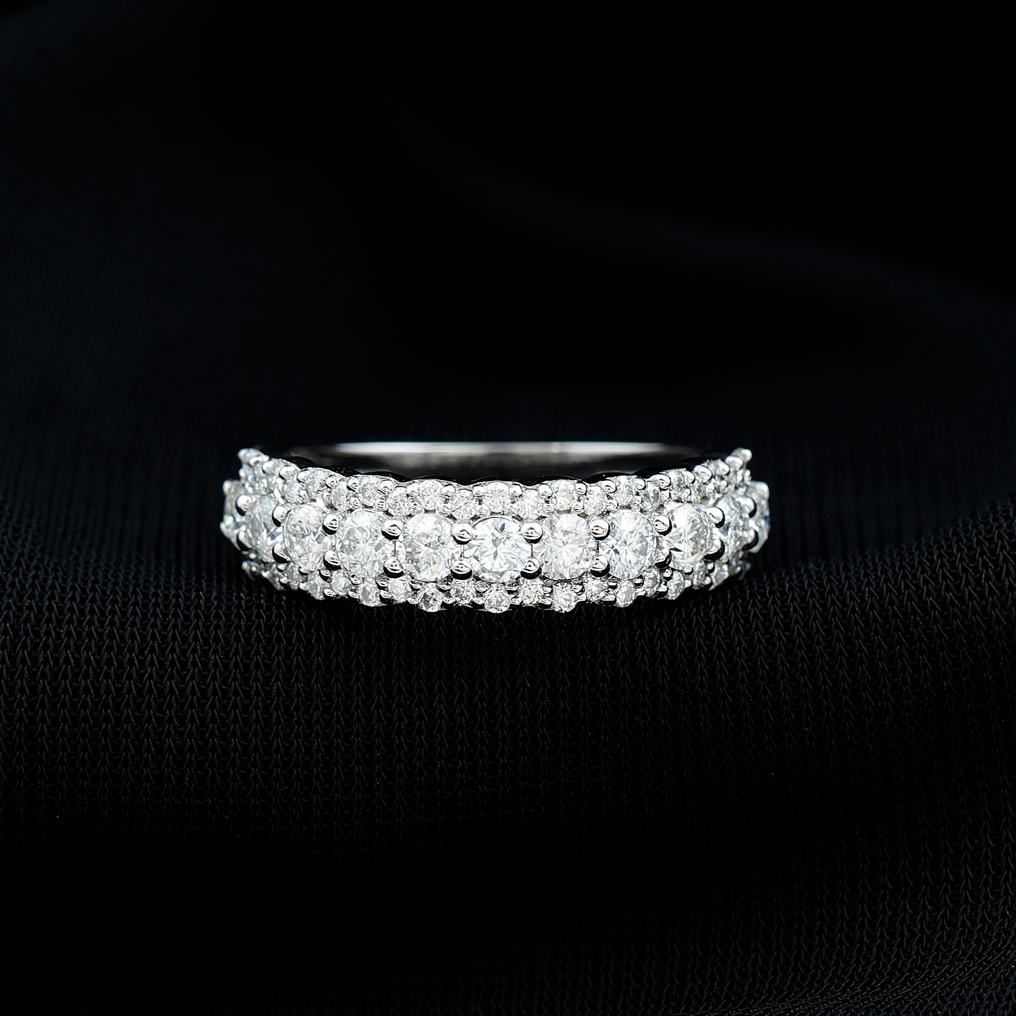 thumbnail video image 2 of Rosec Jewels - Certified Moissanite Wedding Ring Wide (D-VS1 Quality) - Moissanite Half Eternity Ring - with Jewelry Box, 925 Sterling Silver, US 4.00, 2 of 8