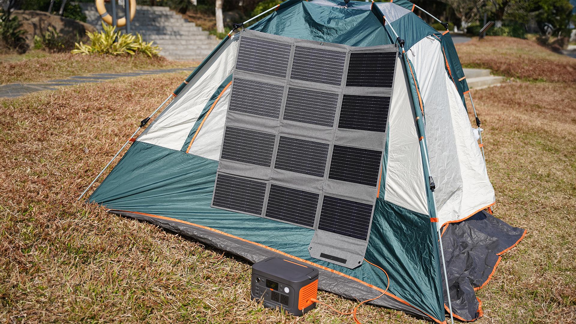 thumbnail video image 2 of MHPOWOS 120W Foldable Solar Panel Portable Solar Charger IP65 Waterproof Folding for Camping RV Compatible with Power Stations Phones, 2 of 10