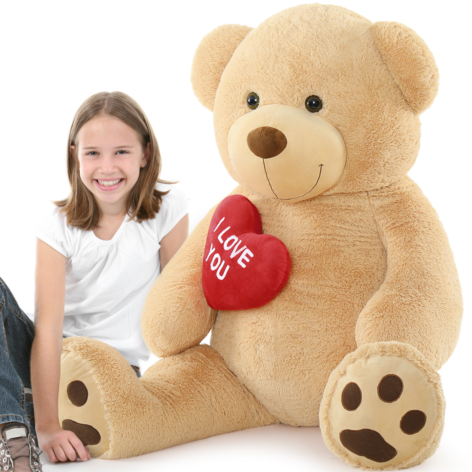 thumbnail video image 2 of MaoGoLan 5ft Big Teddy Bear Stuffed Animal Giant Brown Bear with Heart Plush Toy, 2 of 10