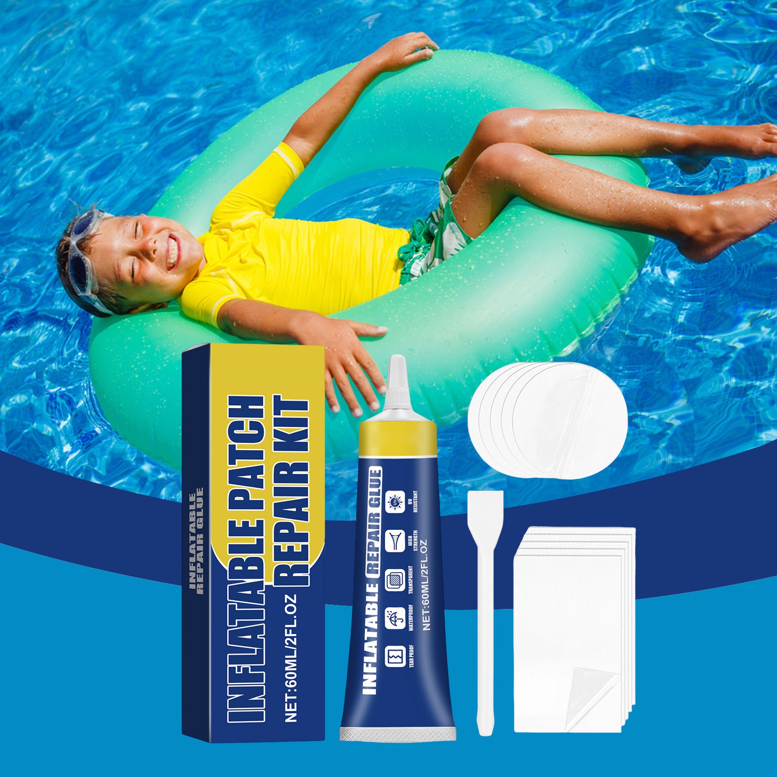 thumbnail video image 2 of Air Mattress Repair Kit (Pvc Patch, Pool Liner Fix), Pvc Patches Repair Inflatables Underwater, Air Mattress Patch Kit Pool Liner Patch Kit High Strength Pvc Repair Kit For Tpu, By Meiiso, 2 of 10