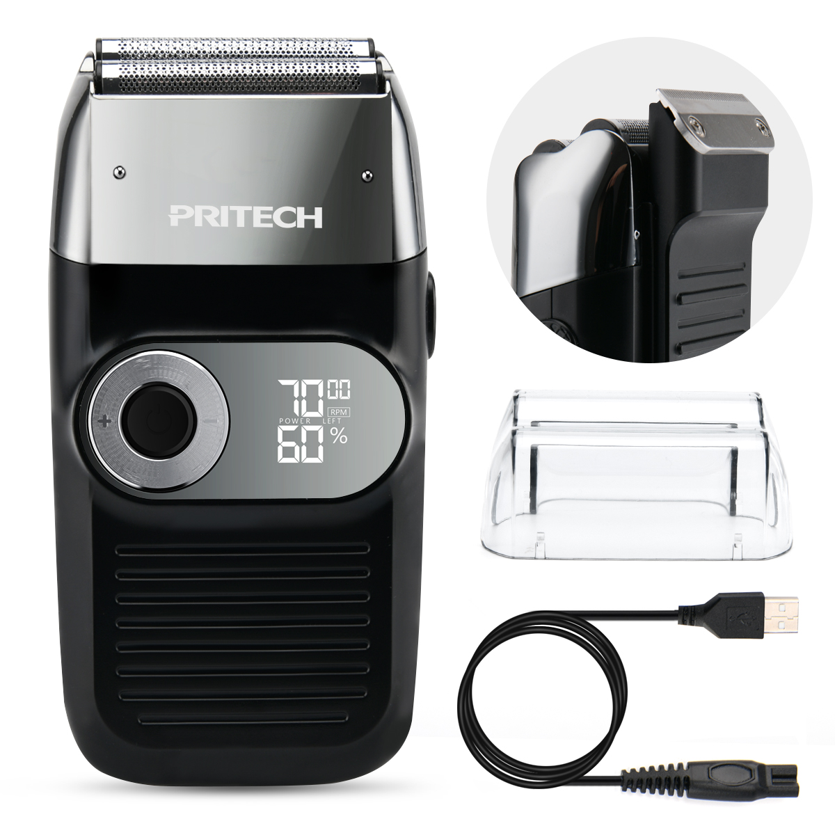thumbnail video image 2 of PRITECH Electric Foil Shaver for Men with Popup Trimmer, 2 in 1 Electric Shaver for Men, Rechargeable 3 Speed Adjustable (Black), 2 of 9