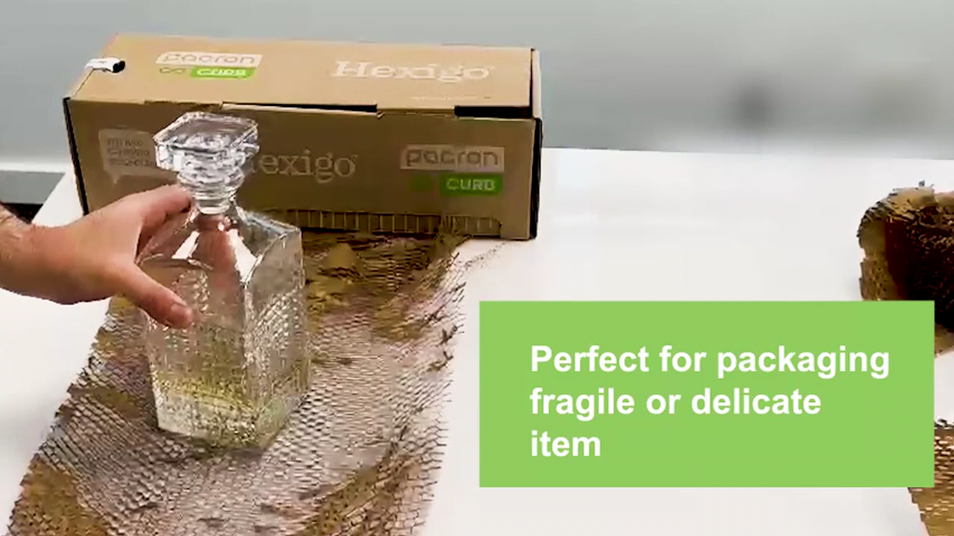 thumbnail video image 2 of Recyclable Honeycomb Packing Paper Roll - Brown Kraft Wrapping Paper for Gifts & Products - Eco-Friendly Alternative to Bubble Wrap - Biodegradable & Compostable - Made in USA (15'' x 875''), 2 of 8