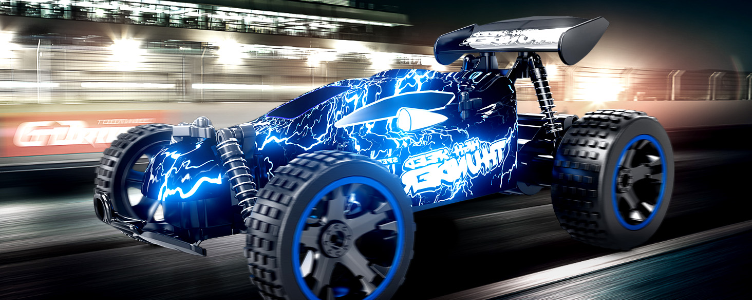 thumbnail video image 2 of Tecnock Remote Control Car for Kids, 1:18 Scale 20 km/h 2WD Offroad Buggy, 2.4GHz RC Cars Racing for 50 Mins Playtime, Toys Gifts for Boys & Girls, 2 of 8