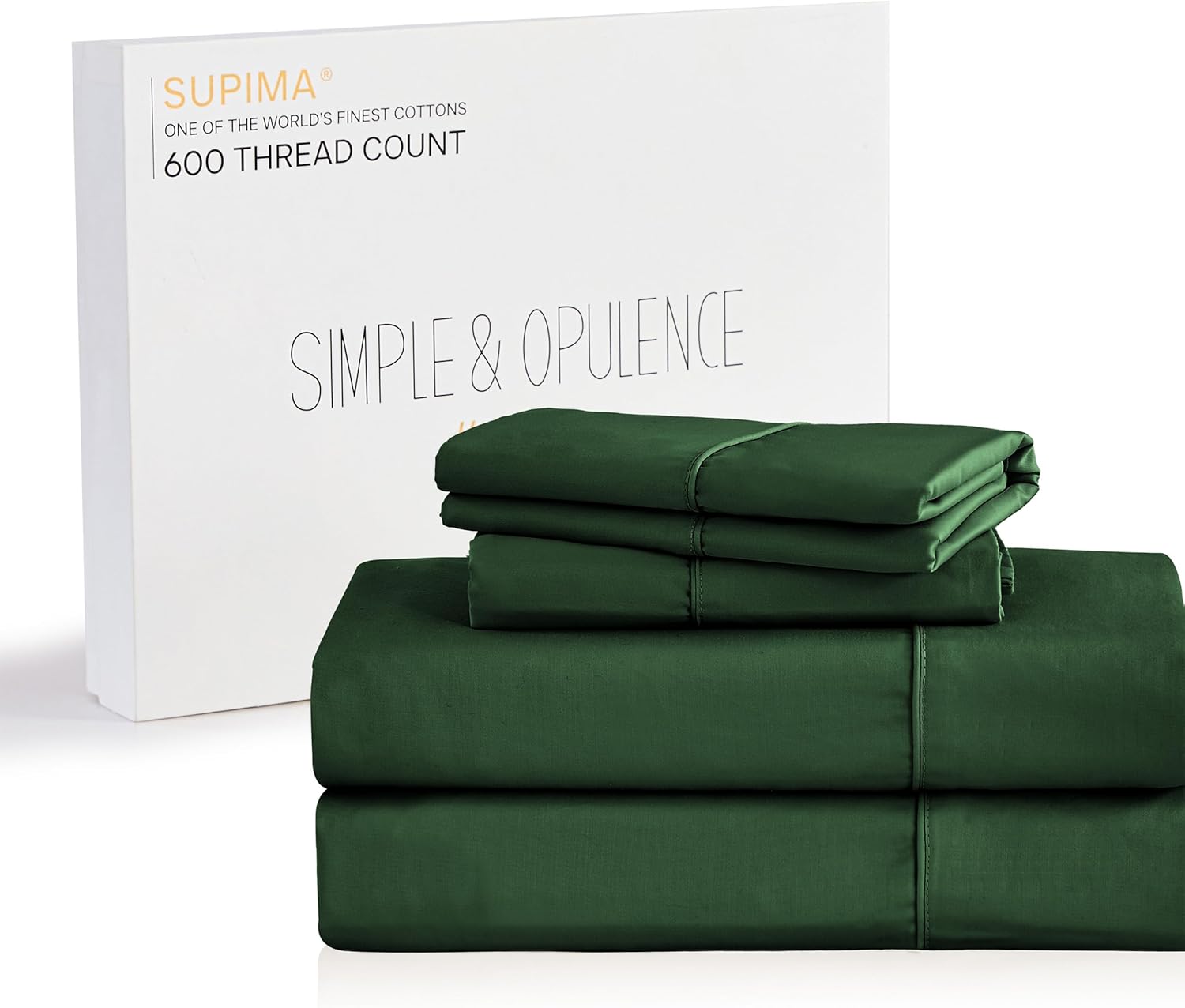thumbnail video image 2 of Simple&Opulence 100% Supima Cotton Sheet Set 600 Thread Count for Twin XL Bed Sateen Weave Long Staple - Fitted and Flat Sheet with 1 Pillowcase Luxury Hotel Quality 3PCS Bedding Sheets(Dark Green), 2 of 8