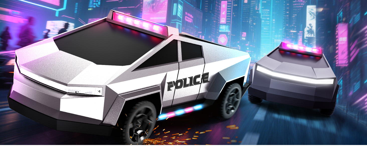 thumbnail video image 2 of Tecnock RC Truck for Kids, 1:18 Scale Police Remote Control Truck with LED Lights, 2 Rechargeable Batteries, 2.4GHz All-Terrain RC Car, Toys Gift for Boys Girls Aged 3-8, 8-12, 2 of 9