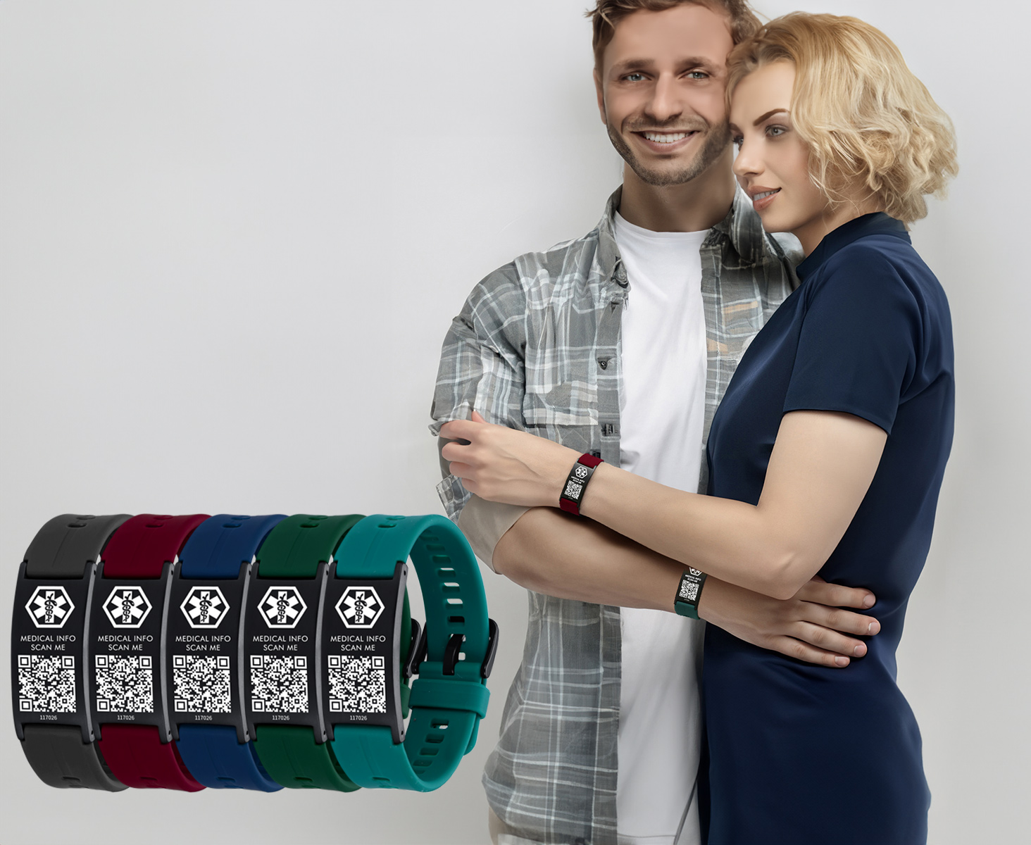 thumbnail video image 2 of QR Code Medical ID Bracelet for Women Men, Silicone Adjustable Medical Alert Bracelets with QR Code,Dynamic Web Information, 2 of 6