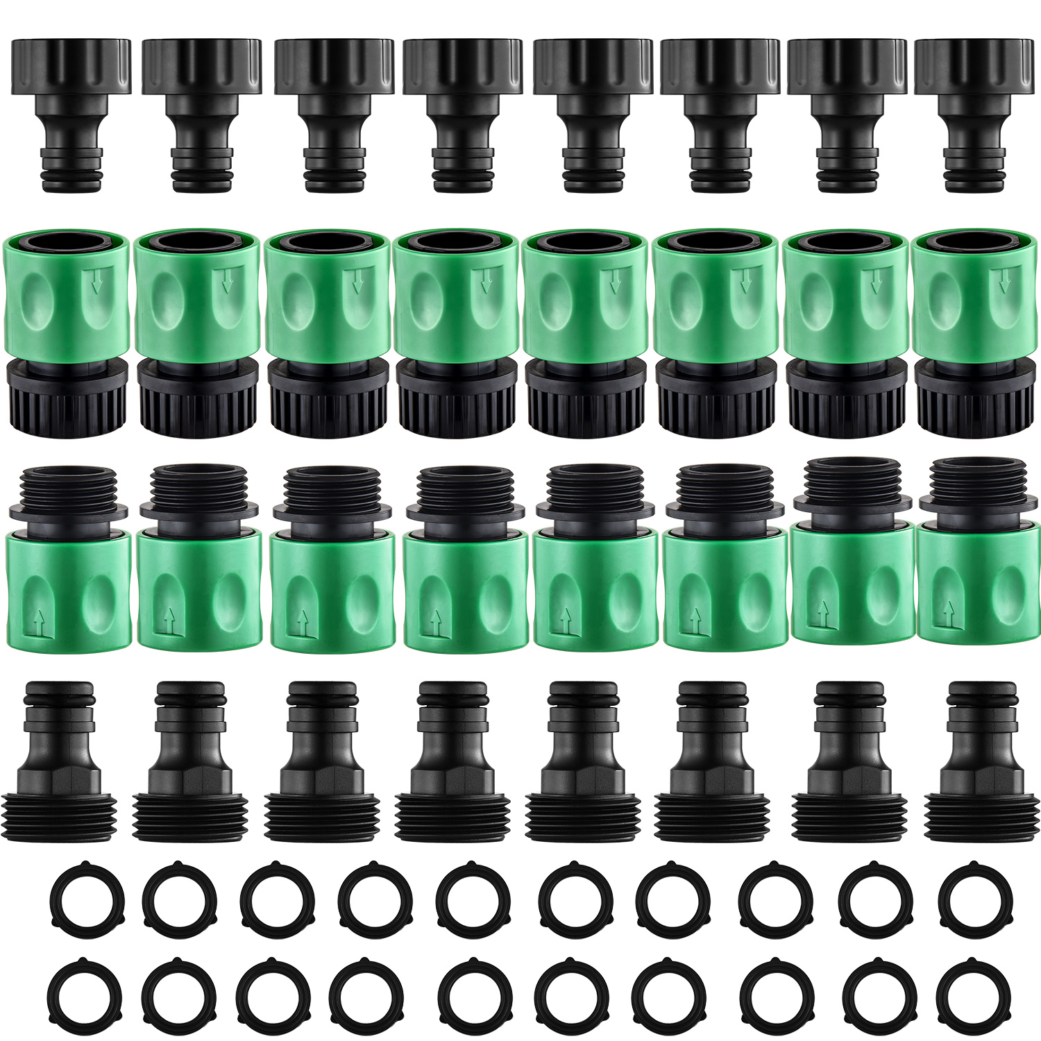 thumbnail video image 2 of 16 Pieces Garden Water Hose Quick Connectors,3/4 Inch GHT Male and Female Water Hose Quick Connect Fittings with 10 Pieces Rubber Washer, 2 of 12