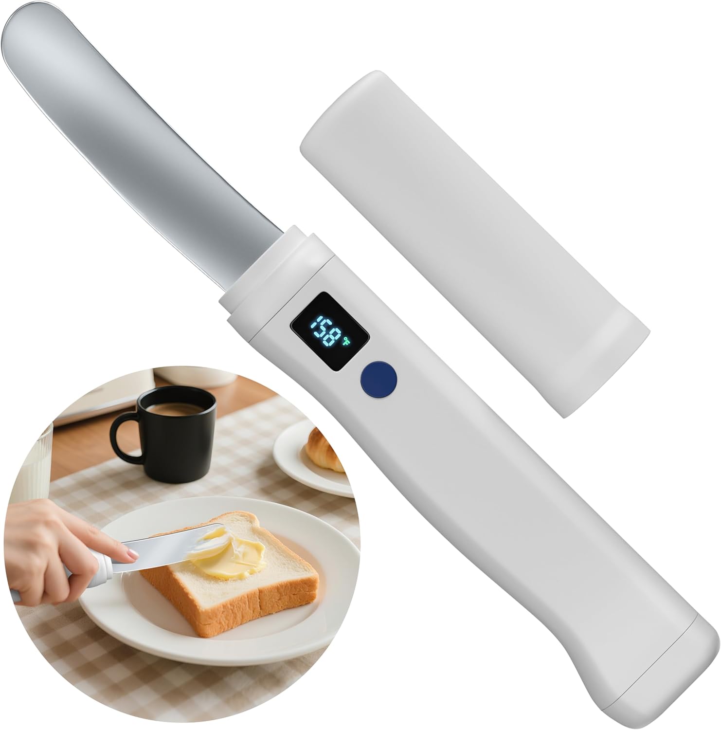 thumbnail video image 2 of MINI LOP Heated Butter Knife ,Electric Butter Spreader with Two-Speed Temperature,Easy to Melt Cold Butter ,Cheese, Peanut Butter, Jam & Honey,Kitchen Gadgets, 2 of 9