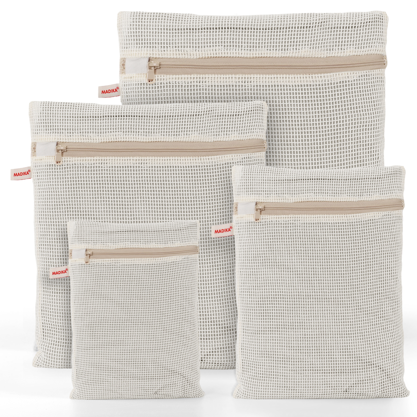 thumbnail video image 2 of MADIKA 100% Cotton Mesh Laundry Bags, Premium Soft, No Dye, Set of 4, Natural, 2 of 8