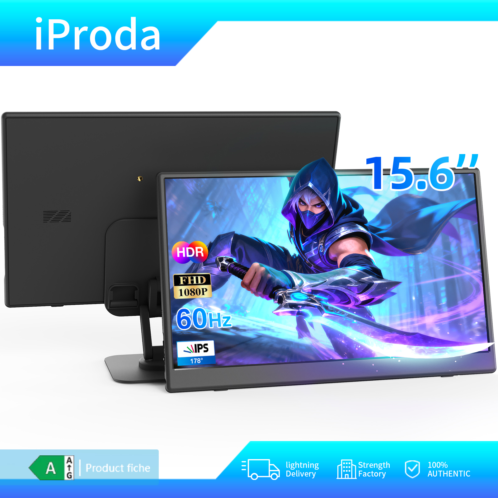 thumbnail video image 2 of 15.6-inch wireless portable monitor, 1080p Full HD gaming screen, 60Hz, suitable for laptops, with automatic rotating stand., 2 of 10