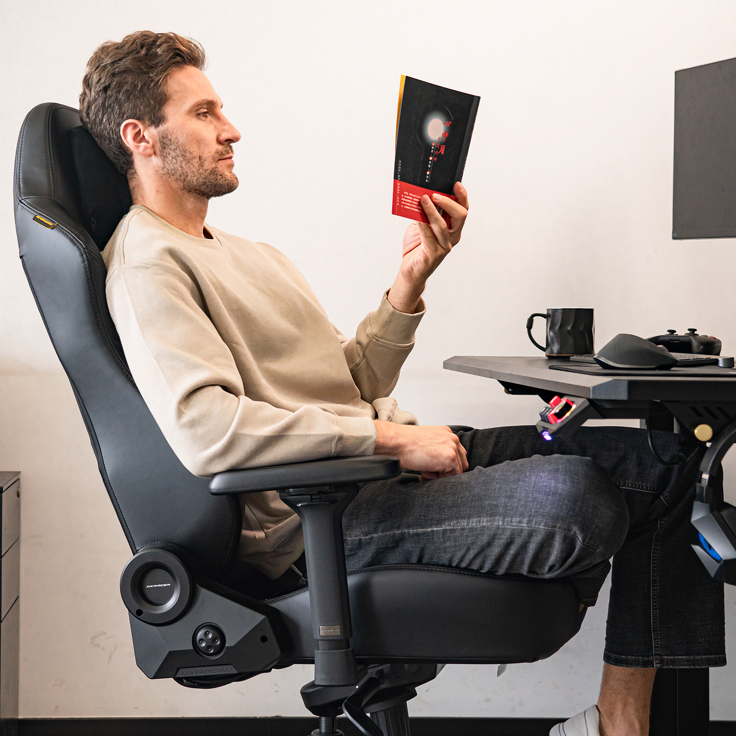 thumbnail video image 2 of DXRACER Drifting Series Ergonomic Gaming Chair, Racing Style Office Chair Recliner with Lumbar Pillow & Adjustable Headrest, Pink White, Regular L, 2 of 6