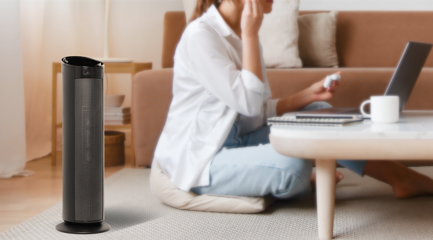 thumbnail video image 2 of Lasko 22" Oscillating Ceramic Tower Space Heater, 1500W, Remote Control, 3 Heat Settings, Timer, Black, CT22495, 2 of 10