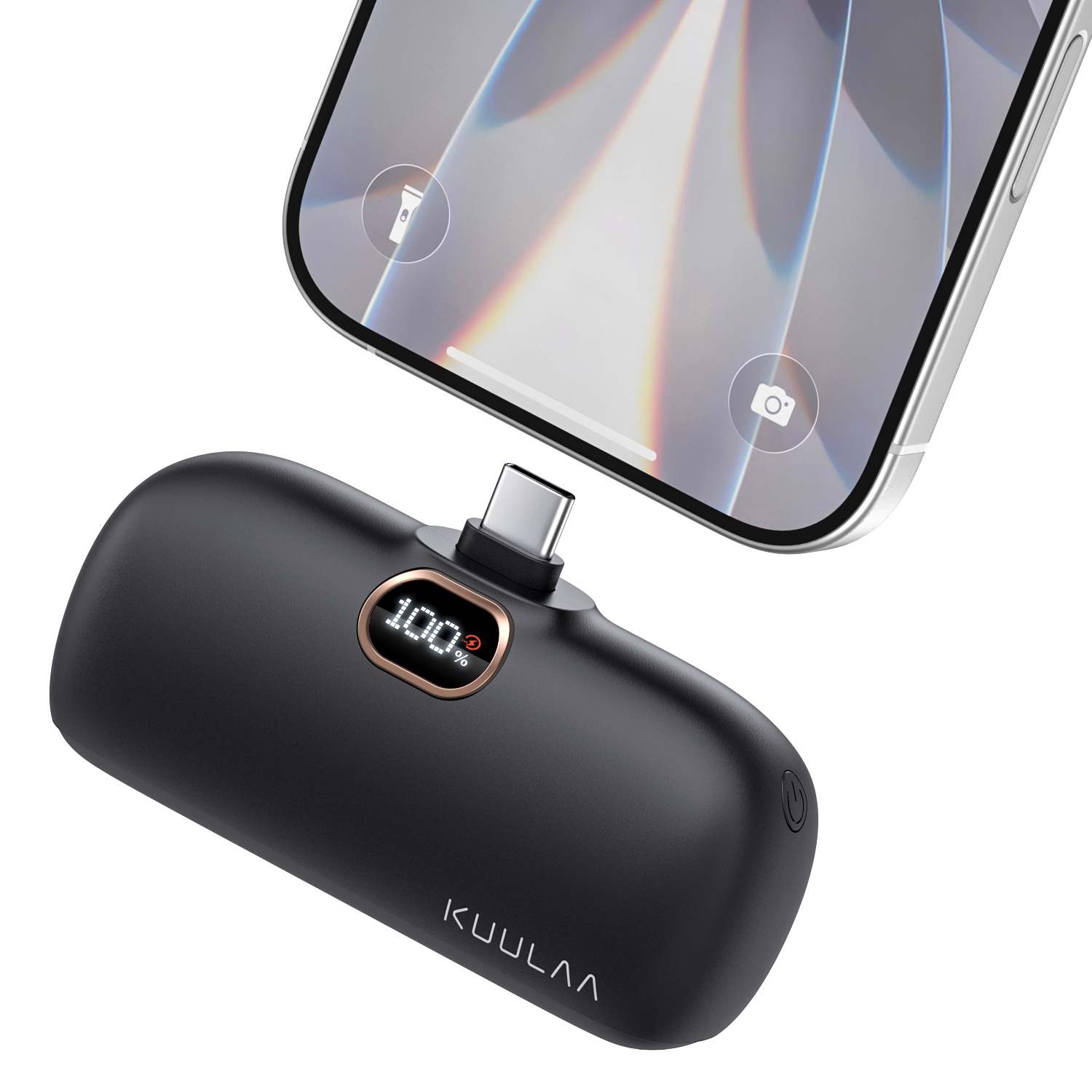 thumbnail video image 2 of Kuulaa 5000mAh Mini Power Bank with Built-in Plug, 20W PD Fast Charging, LCD Display & Pass-Through Compatible for iPhone 17/16/15, Samsung S24/S23 & Android, 2 of 10