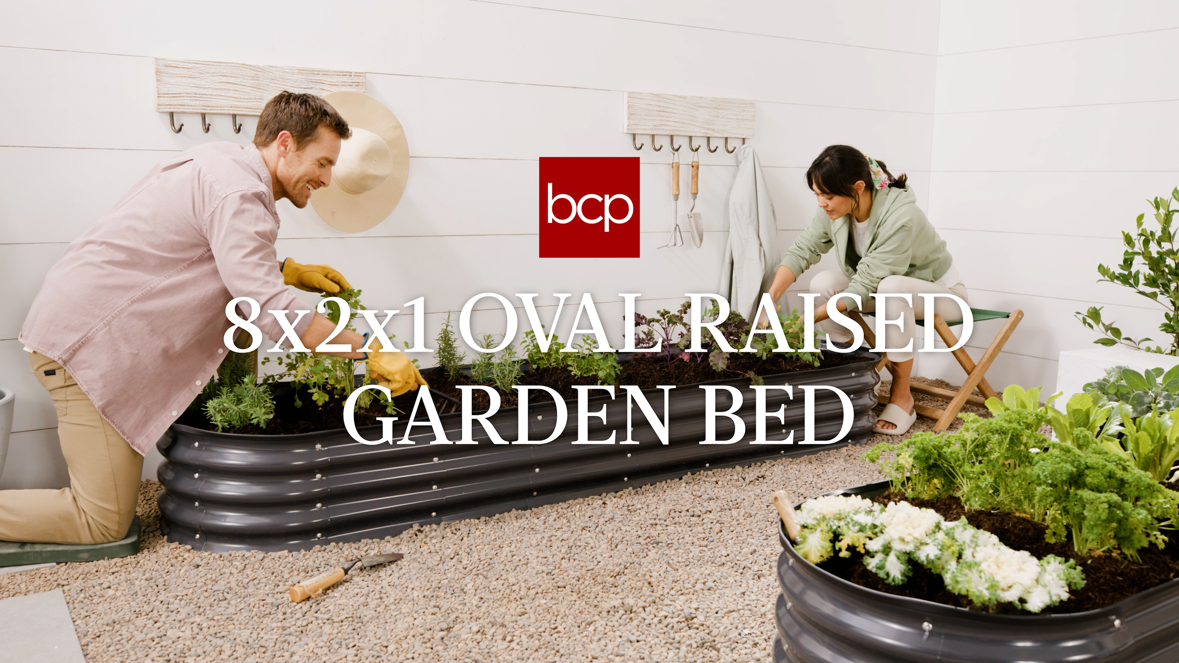 thumbnail video image 2 of Best Choice Products 8x2x1ft Outdoor Metal Raised Oval Garden Bed, Planter Box for Vegetables, Flowers - Sage Green, 2 of 9