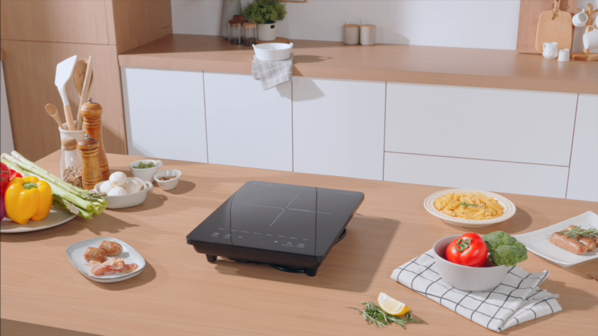 thumbnail video image 2 of VoltCuisine Portable Induction Cooktop, 1200W Hot Plate Electric Stove Top Burner, 2 of 9