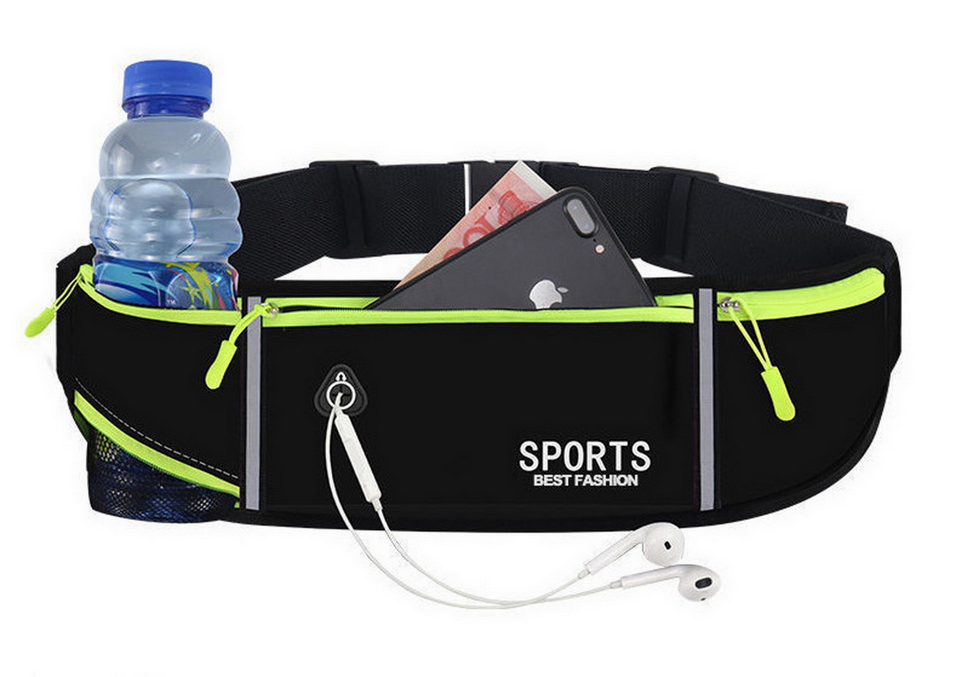 thumbnail video image 2 of Entchin Slim Running Belt Bag,Sport Waistpack for Women Men, Black Runner Fanny Pack with Water Bottle Holder, 2 of 7