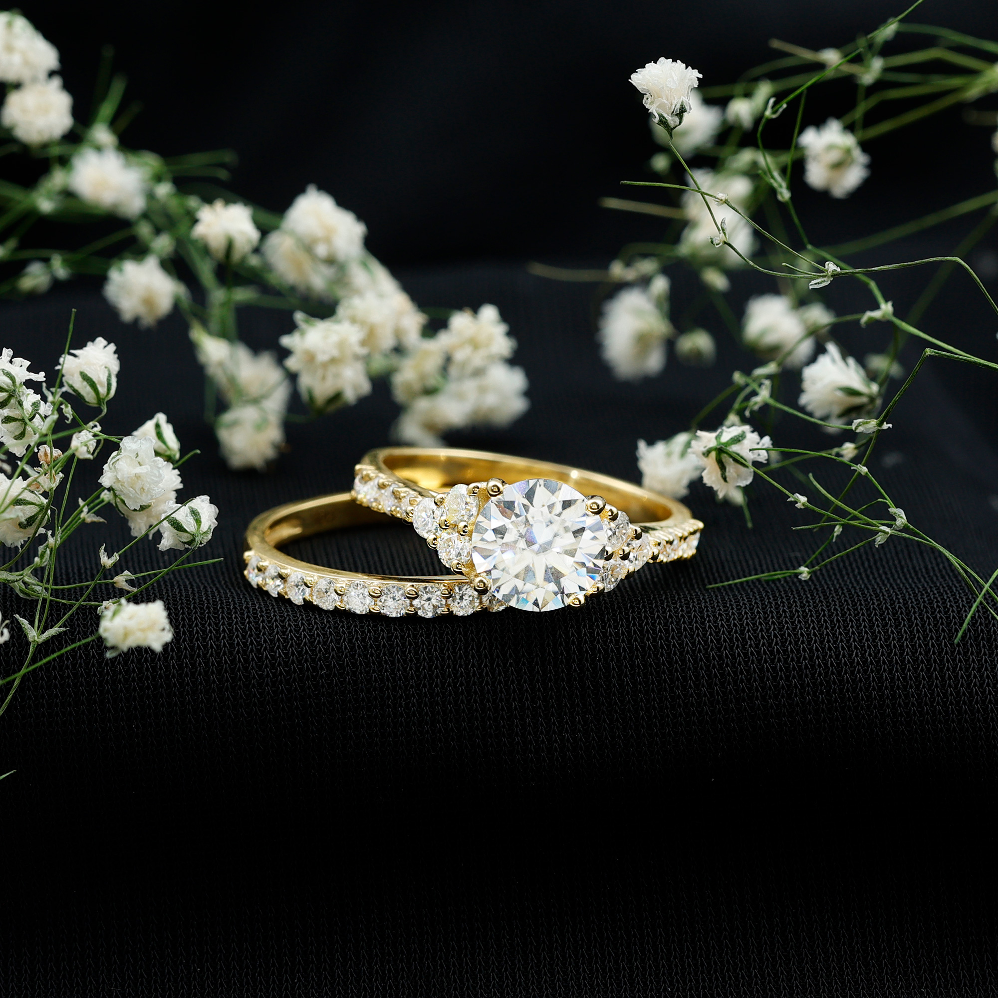 thumbnail video image 2 of Rosec Jewels Certified Lab Grown Diamond Wedding Bridal Ring Set - 2 Carat Engagement Ring with Wedding Band - EF-VS Quality, 10K White Gold, US 12.50, 2 of 8