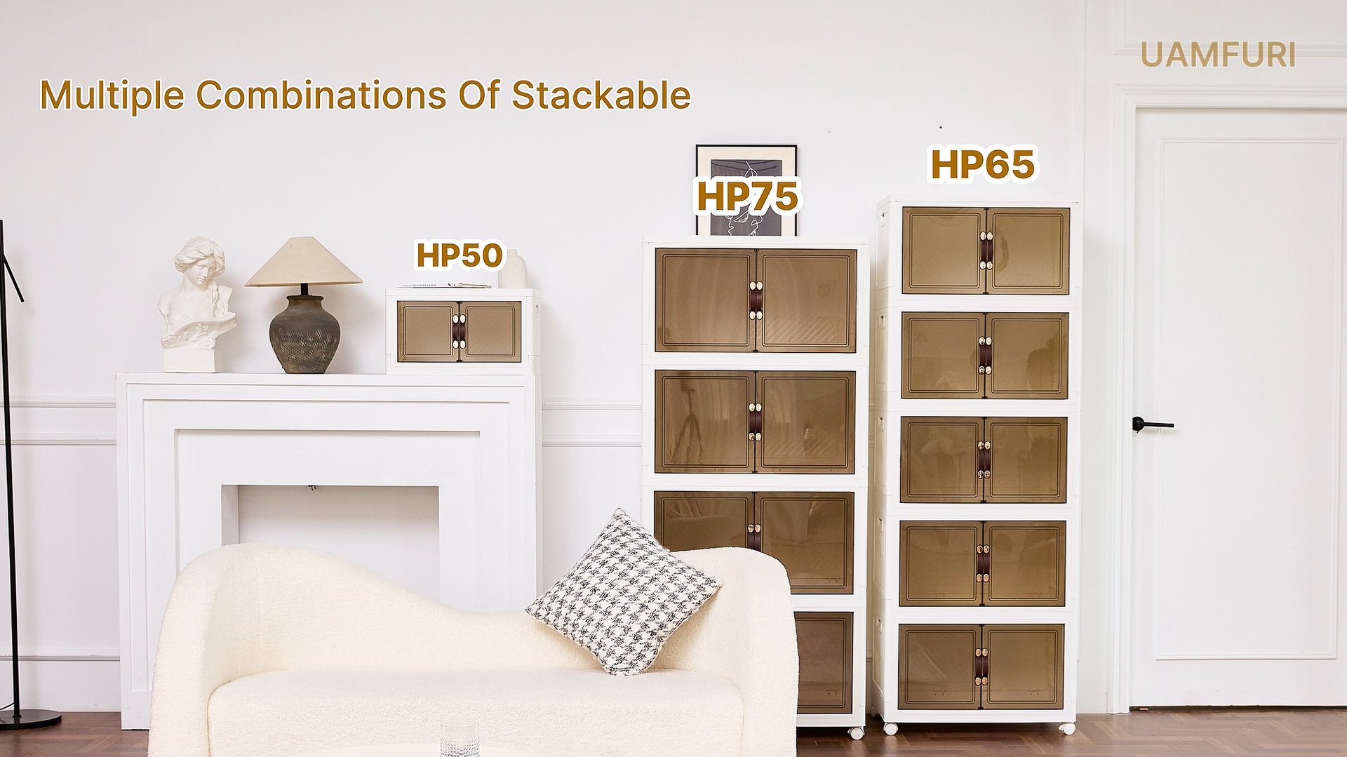 thumbnail video image 2 of VNVTO 720Qt Stackable Storage Bins with Lids, 6 Pack Large Collapsible Bins with Wheels, Closet Organizers and Storage for Home, Dorm, Office, White, 2 of 7