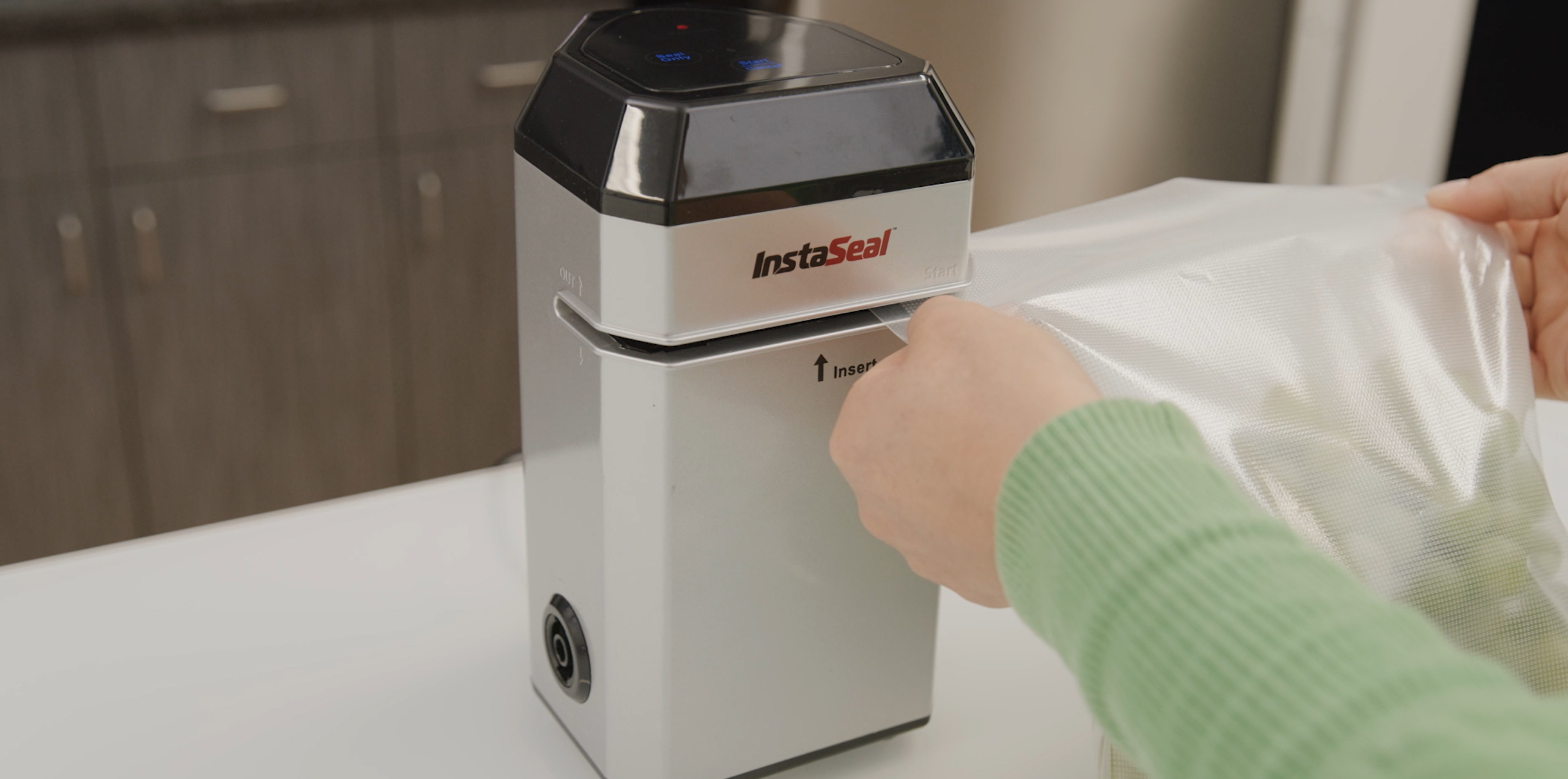 thumbnail video image 2 of InstaSeal Food Vacuum Sealer Machine, Upright Vacuum Sealer Machine Allows to Vacuum Seal Liquids, Food Sealer, Keeps Food Fresh Longer As Seen on TV Products, 2 of 7