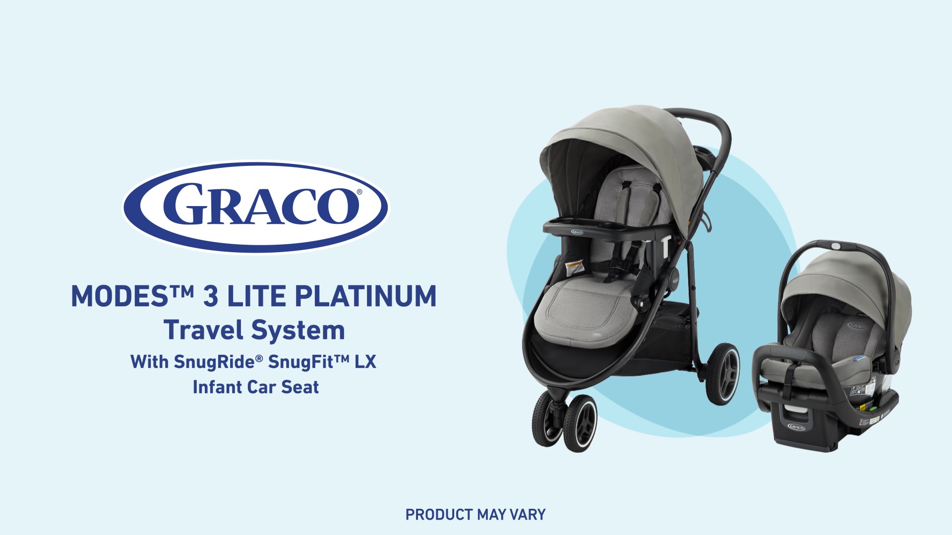 thumbnail video image 2 of Graco Modes 3 Lite Platinum Baby Stroller Travel System, Bradford, Grey, 2 of 8