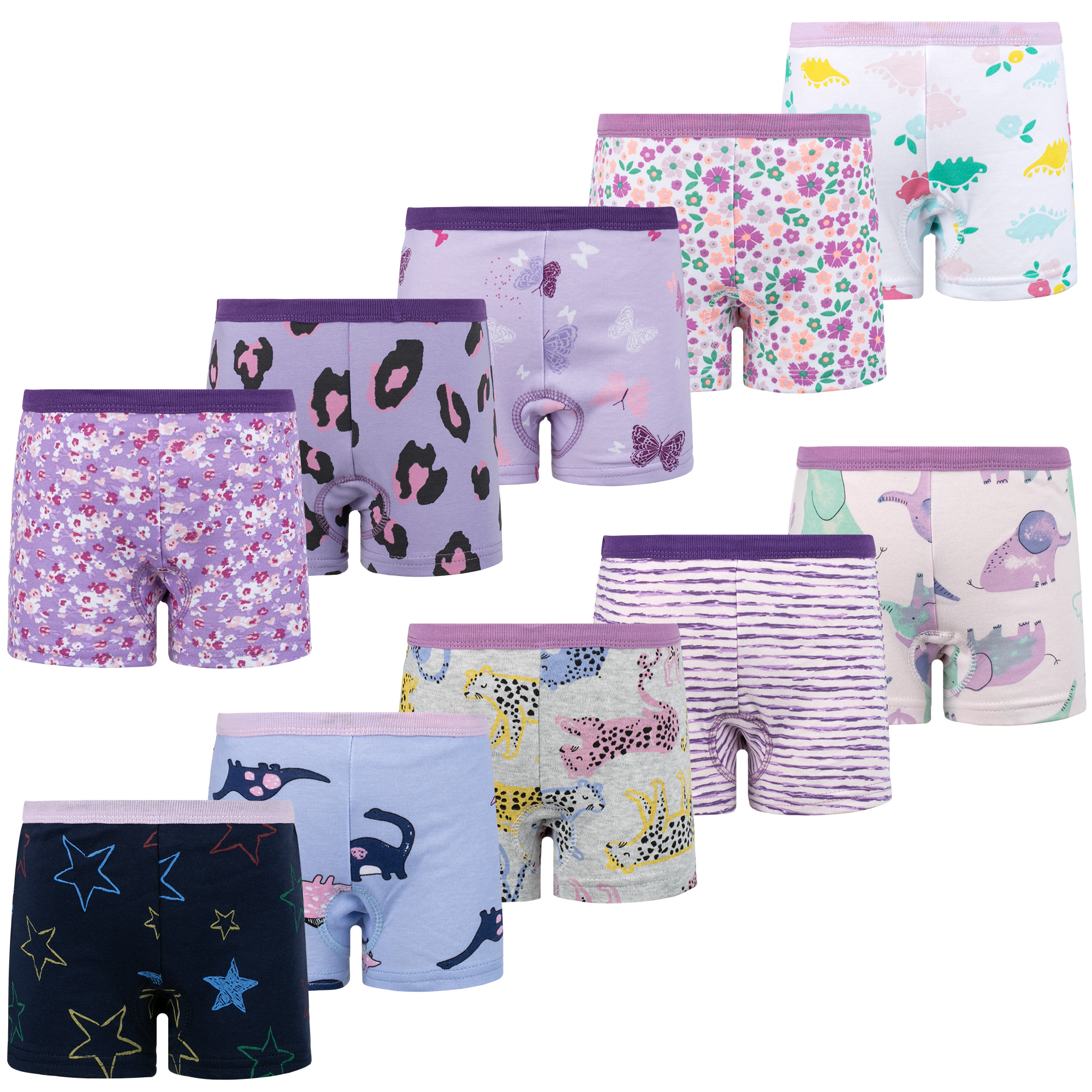 thumbnail video image 2 of BIG ELEPHANT Toddler Girls' Underwear Boxer Briefs，100% Cotton Breathable Panties, 10 pack (3T-10Y), 2 of 16