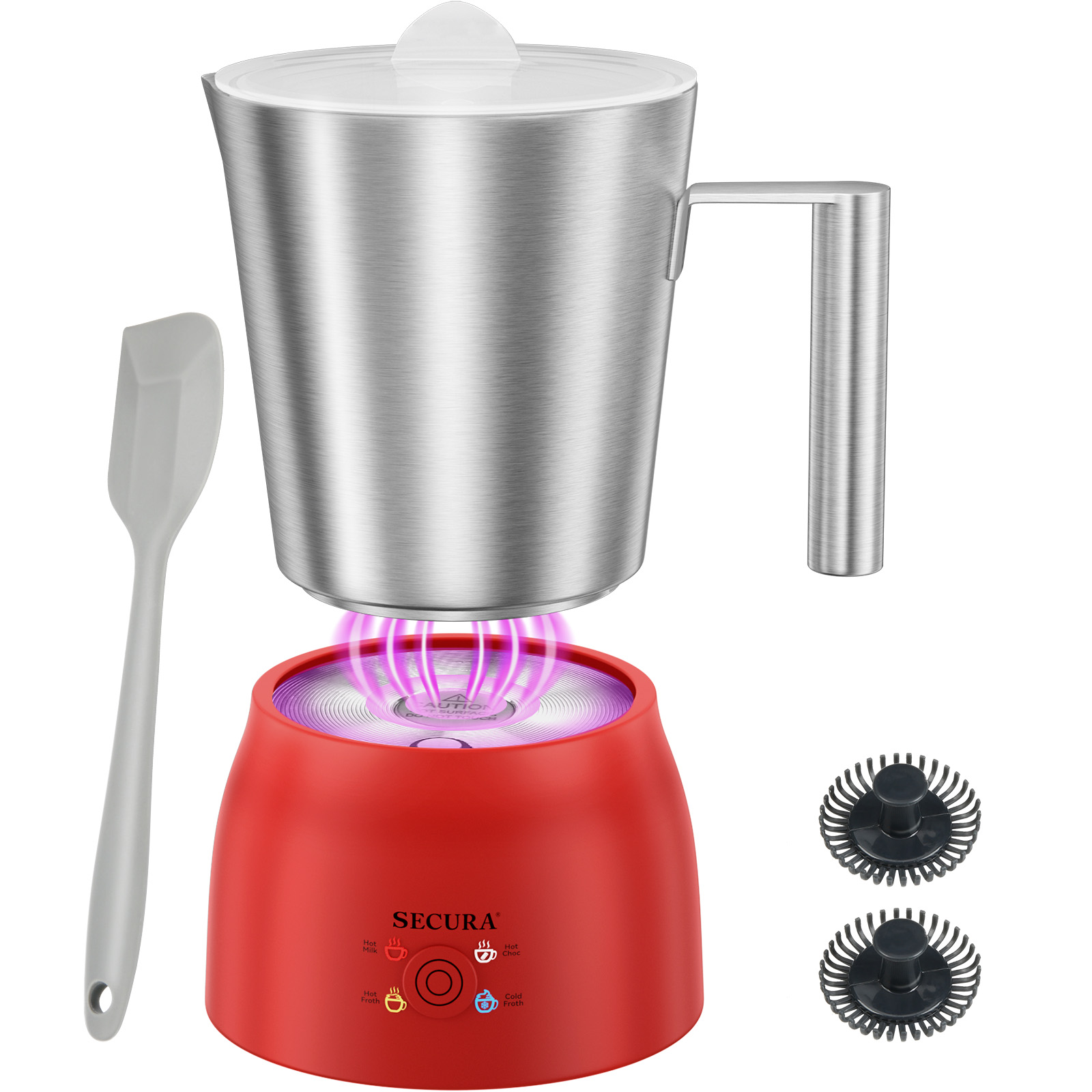 thumbnail video image 2 of Secura Detachable Milk Frother, 17oz Electric Milk Steamer Stainless Steel, Automatic Hot/Cold Foam and Hot Chocolate Maker with Dishwasher Safe (Upgraded), 2 of 7