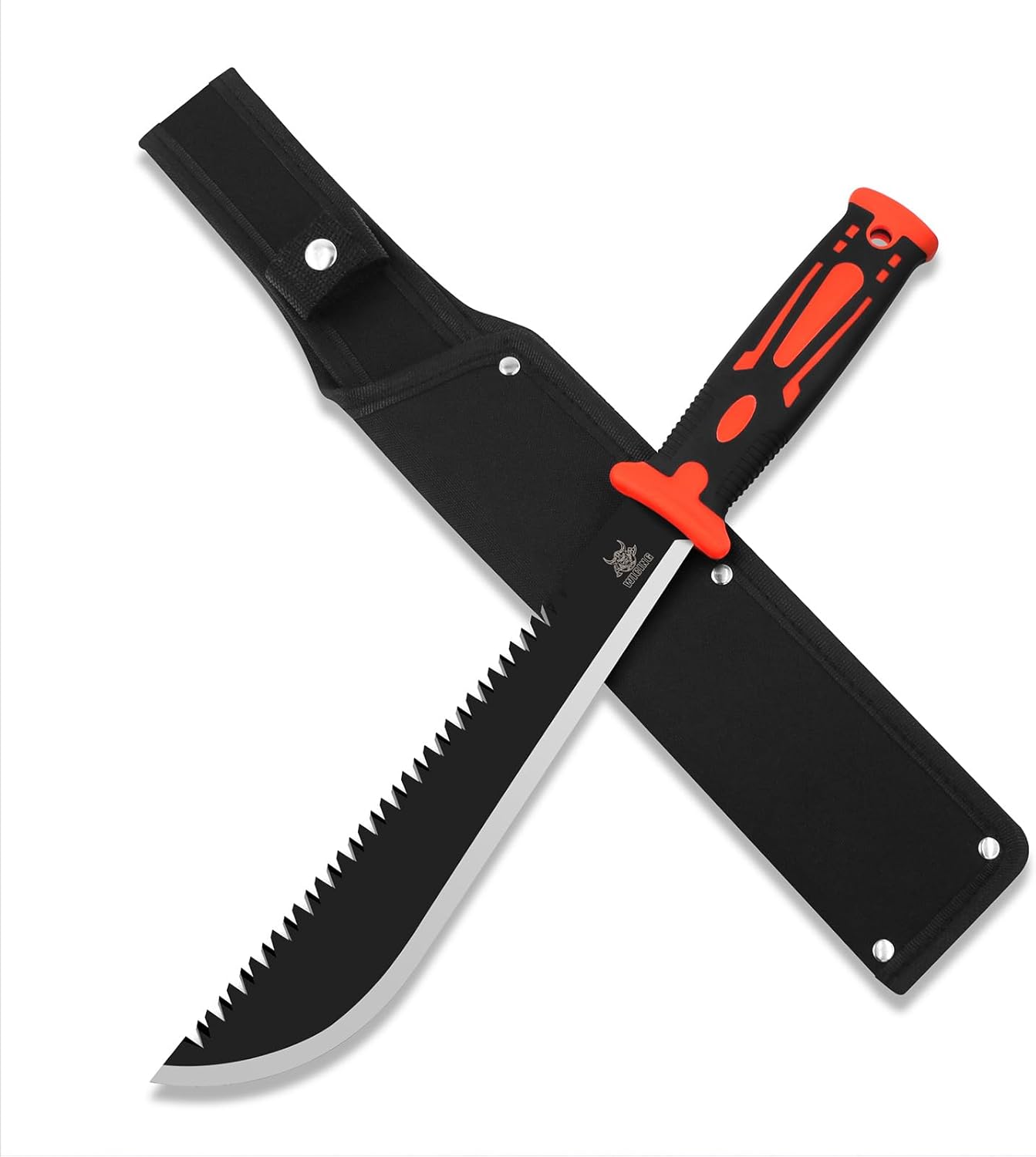 thumbnail video image 2 of WICING 16.5" Sawback Machete with Sheath,Stainless Steel Dual-Edge Blade for Camping, Yard Work, 2 of 7