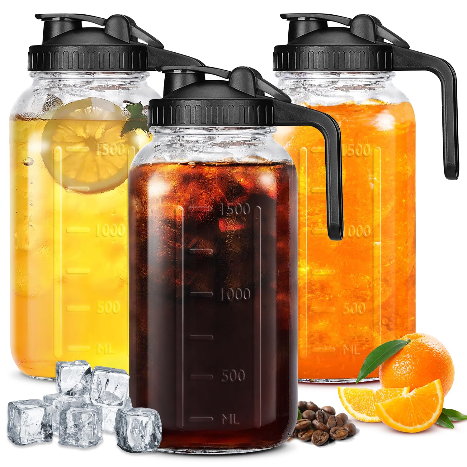 thumbnail video image 2 of JOGGEIL 3 Pack 64OZ Mason Jars with Lid, 2 Quart Glass Water Pitcher with Lid, Airtight Seal for Great for Iced Tea,Juice,Milk,Coffee,Sun Lemonade, Pink, 2 of 11